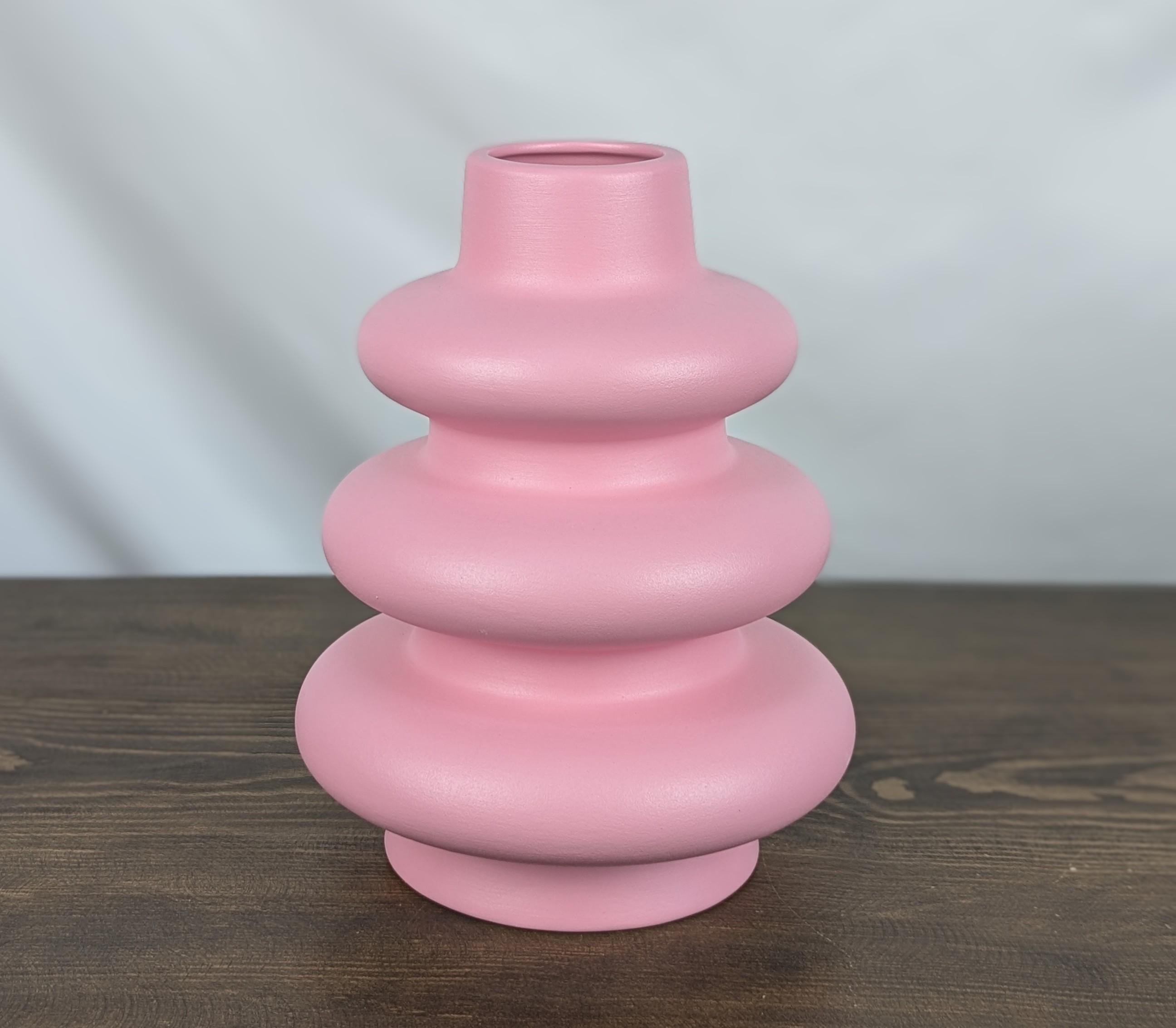 Ваза Nana Ceramics Ліберті муар 26 см Рожевий