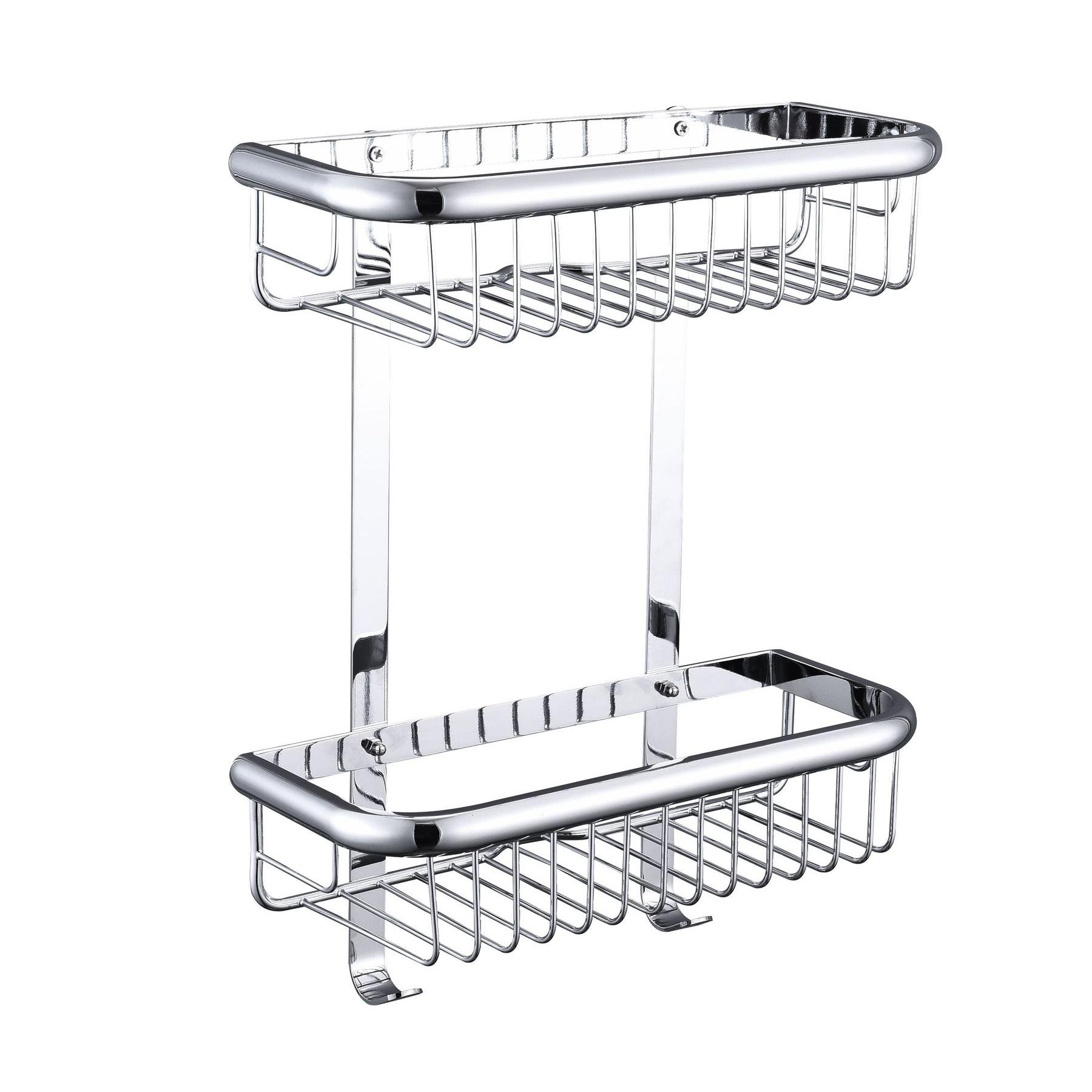 Полиця настінна для ванної TOPAZ 4102 000021264 металева подвійна Хром (103335)