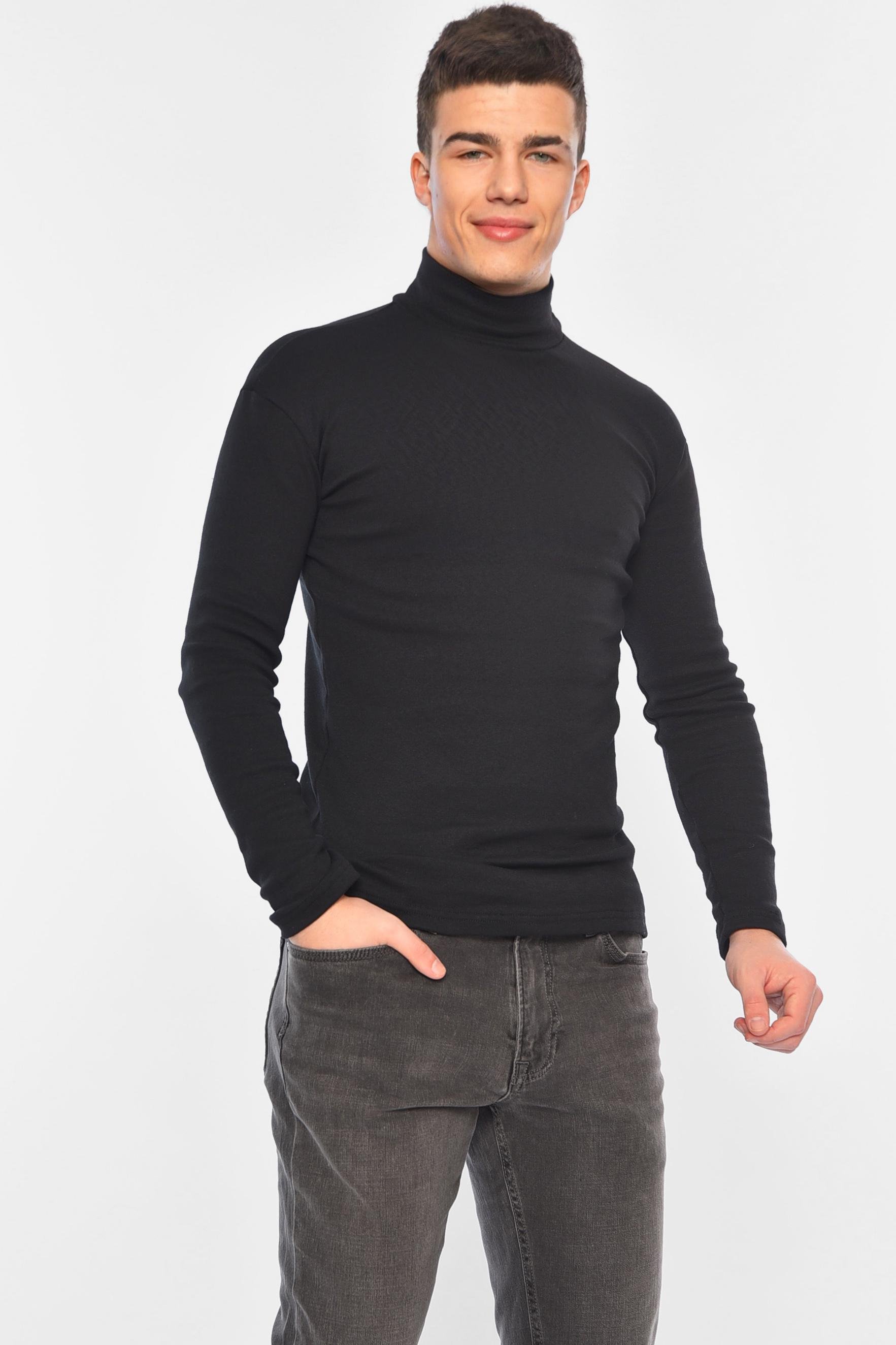 Гольф чоловічий на флісі S Чорний (166671) - фото 2 Гольф чоловічий на флісі S Чорний (166671) - фото 2