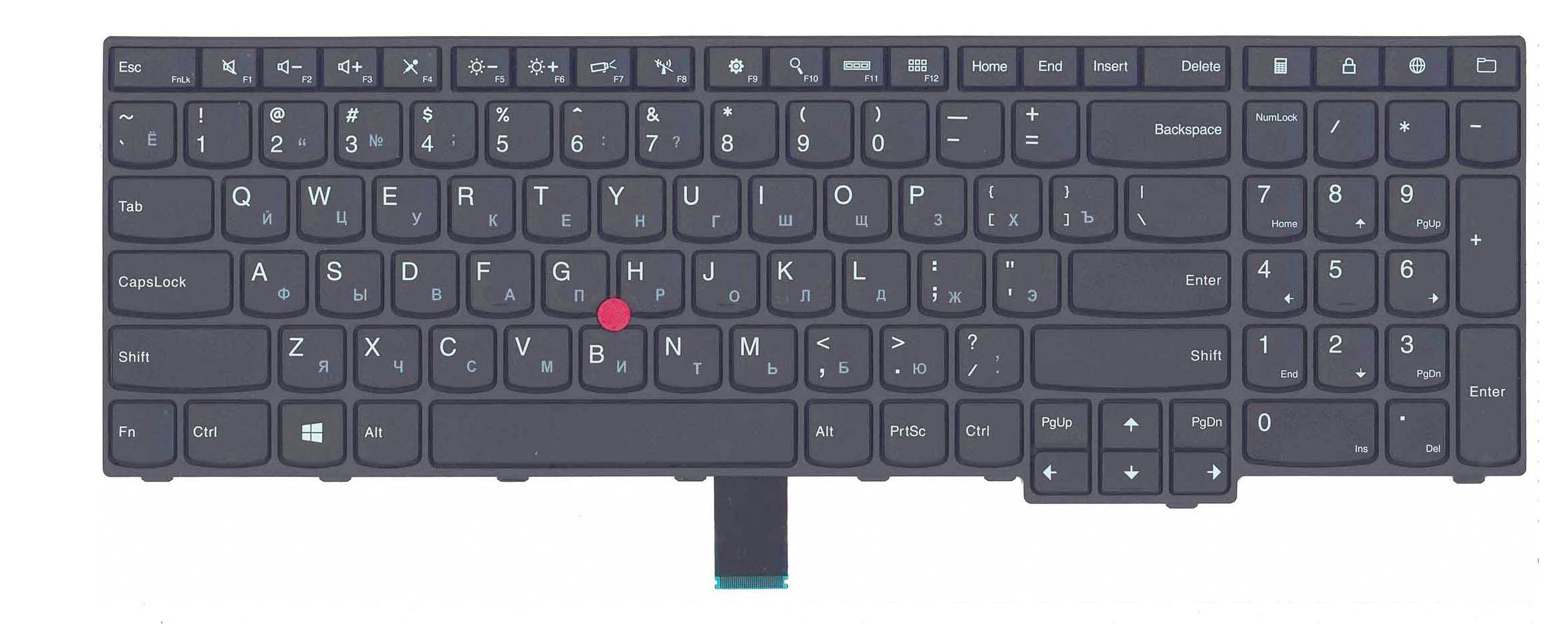 Клавиатура для ноутбука Lenovo Thinkpad Edge E550 Point Stick Black Frame Black