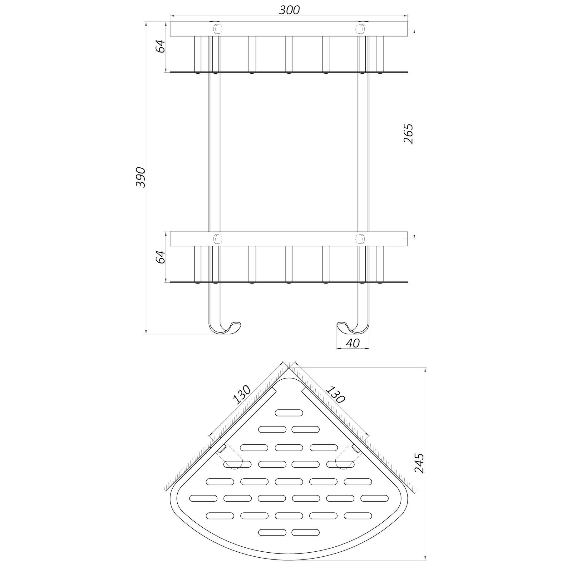 Полиця подвійна кутова TOPAZ TKB-9902-BL (000021350) - фото 2