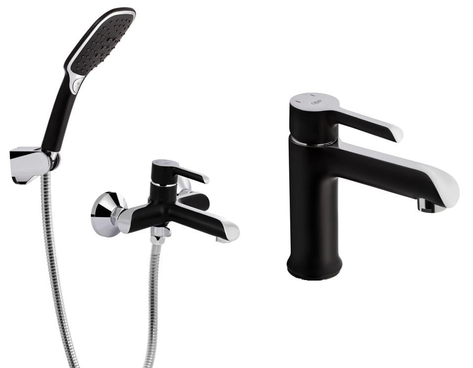 Комплект смесителей Q-tap 2 2в1 для ванны и умывальника с коротким изливом латунь Черный/Хром (3960639605) Комплект смесителей Q-tap 2 2в1 для ванны и умывальника с коротким изливом латунь Черный/Хром (3960639605)