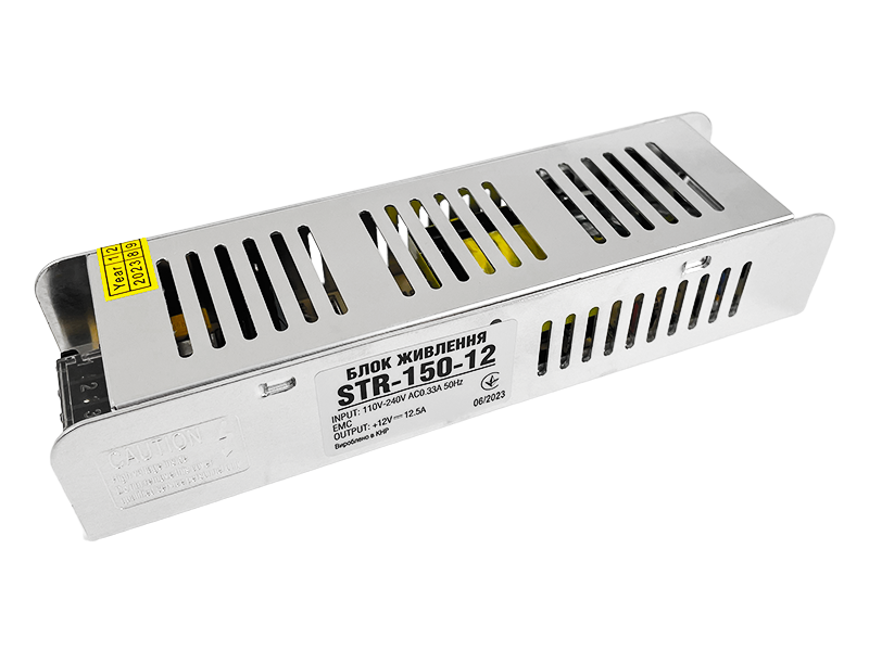 Блок питания OEM STR-150 12 В 150 Вт 12,5 A узкий (7473) Блок питания OEM STR-150 12 В 150 Вт 12,5 A узкий (7473)
