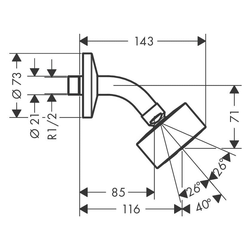 Душ верхний с кронштейном Hansgrohe AXOR One 48490670 73 мм Черный (143221) - фото 2