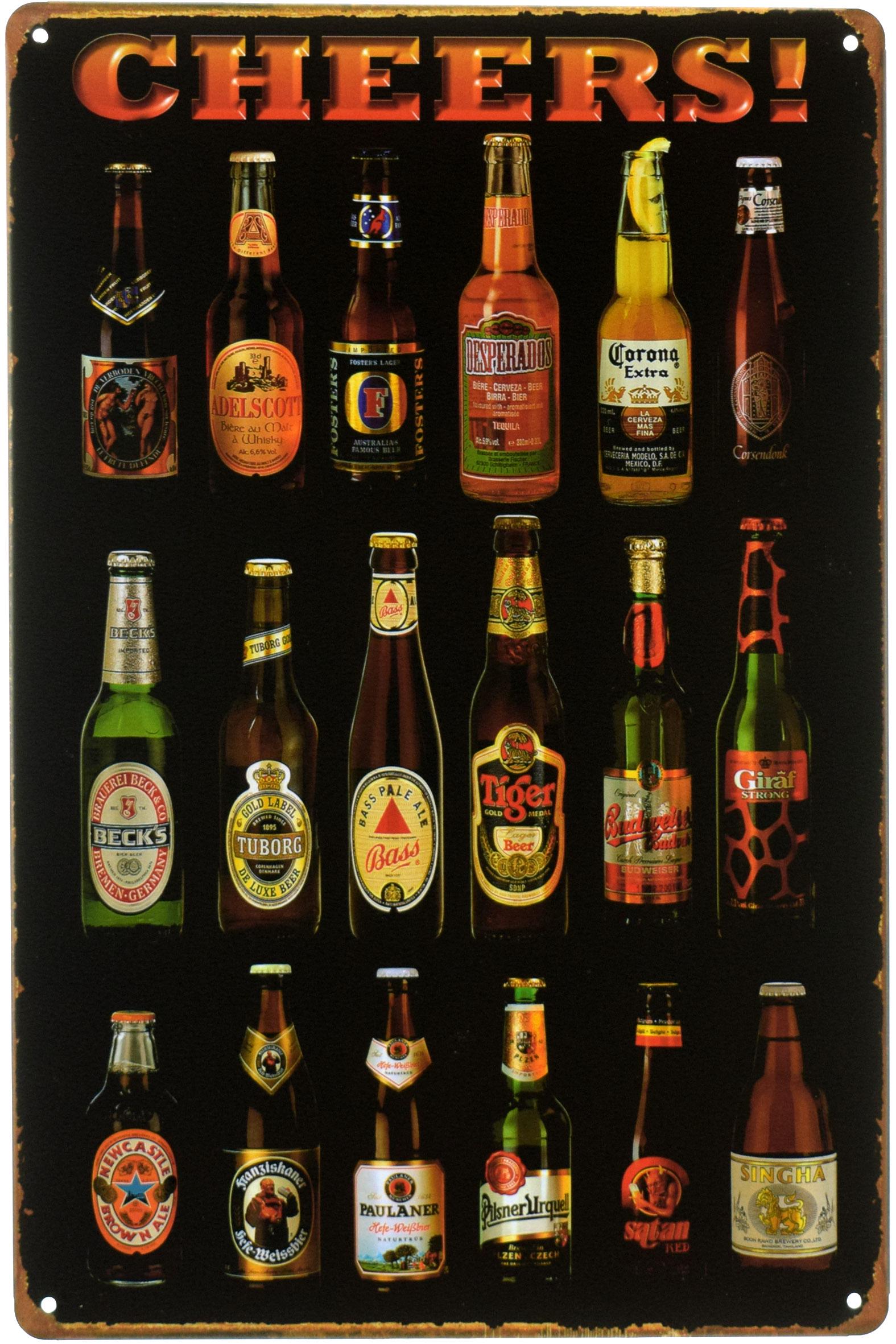 Табличка металлическая Cheers! 18/1 Бутылок 20x30 см