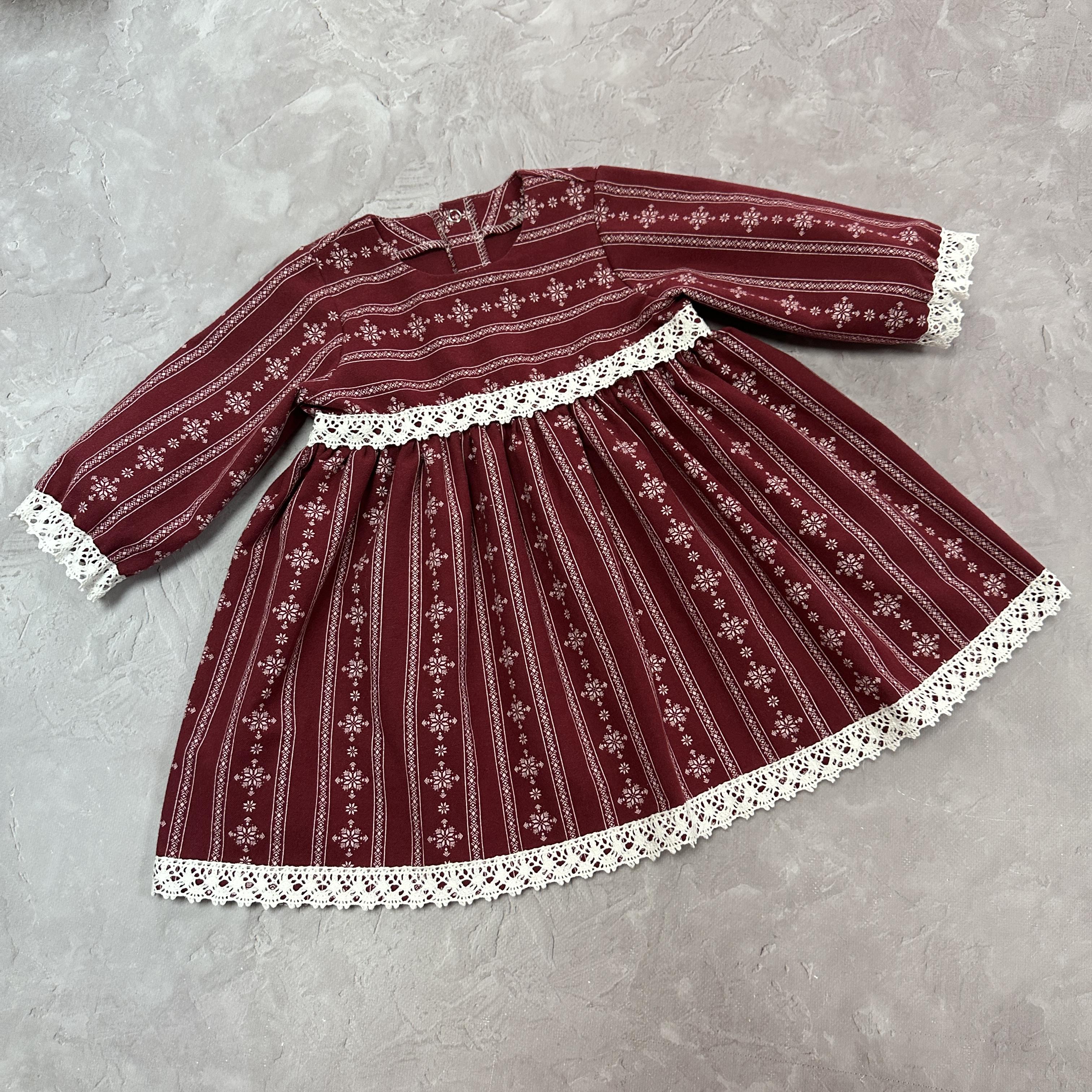 Плаття для дівчинки Мері тепле з мереживом р. 80 Червоний (29535423)