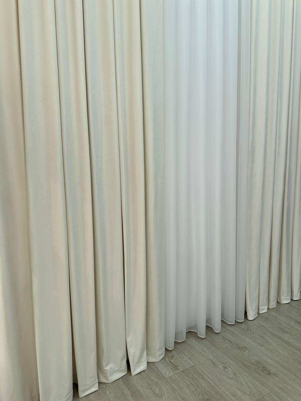Штора велюрова на тасьмі 6 см 250x280 см Молочний (6319-N1-Т43) - фото 5