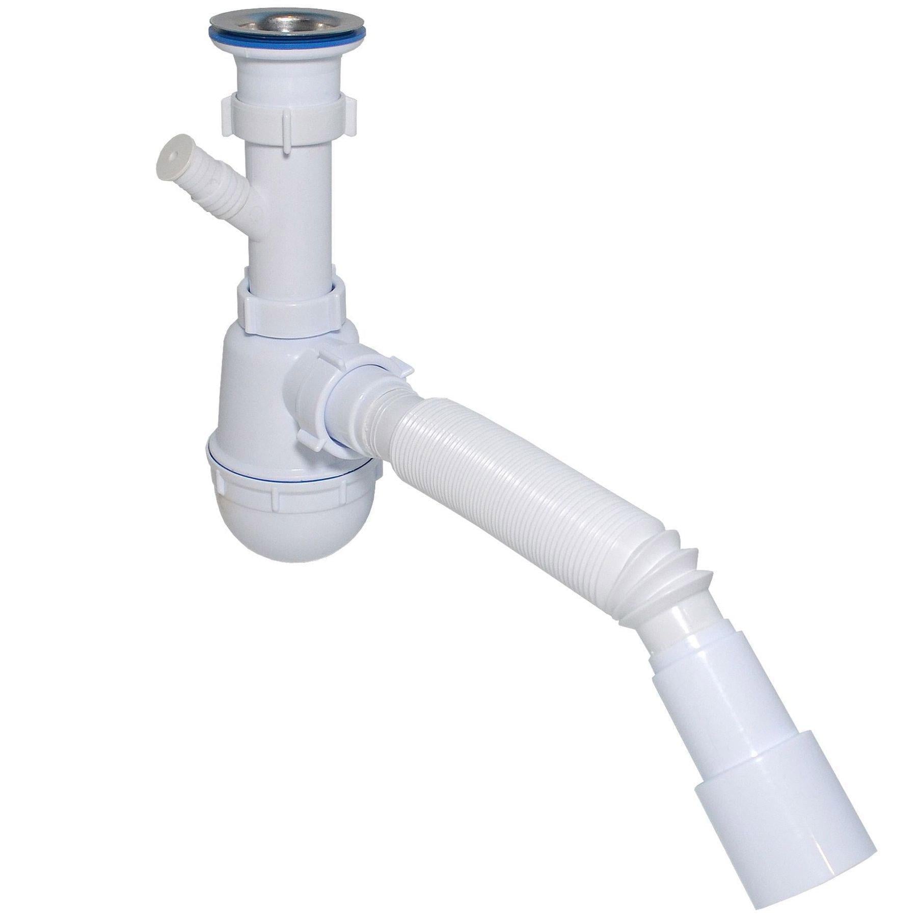 Сифон Waterstal А-40059 для мойки 1 1/2″ с отводом под стиральную машину (000013269)