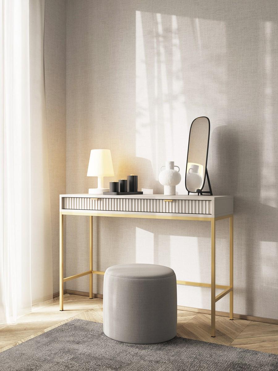 Стол туалетный Perfect Home T104 Nova ЛДСП/МДФ/металл Кашемир/Золотистый (51747) - фото 4 Стол туалетный Perfect Home T104 Nova ЛДСП/МДФ/металл Кашемир/Золотистый (51747) - фото 4