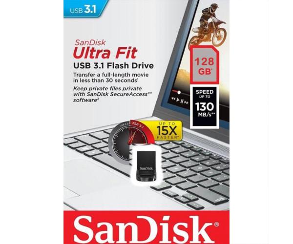 Флешка USB SanDisk Ultra Fit USB 3.1 130Mb/s 128Gb Black - фото 2 Флешка USB SanDisk Ultra Fit USB 3.1 130Mb/s 128Gb Black - фото 2