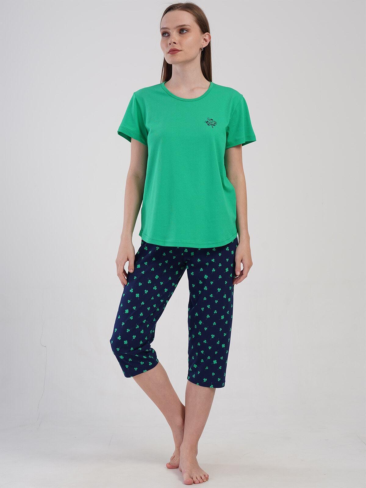 Костюм хлопковый из футболки и капри Зеленый (Vien-4081590245/3) - фото 6 Костюм хлопковый из футболки и капри Зеленый (Vien-4081590245/3) - фото 6