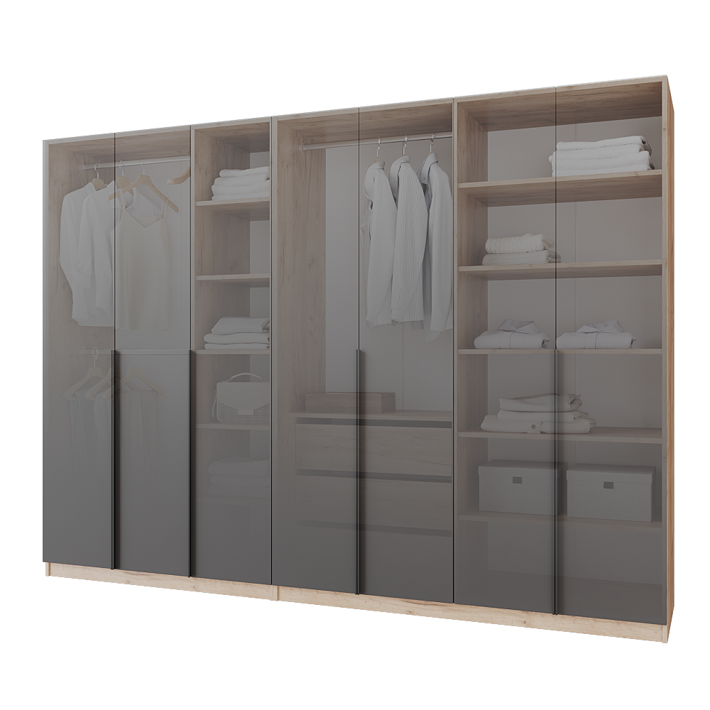 Шкаф распашной с тумбой Меблітренд Чиназес ЧиТ-2800 2800х500х2050 мм Дуб крафт золотой/Графитовый (27352747) - фото 3