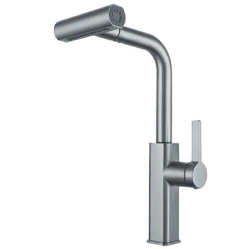 Смеситель для кухни MIXXUS MOZ-014 с выдвижной лейкой нержавеющая сталь (MI6339)