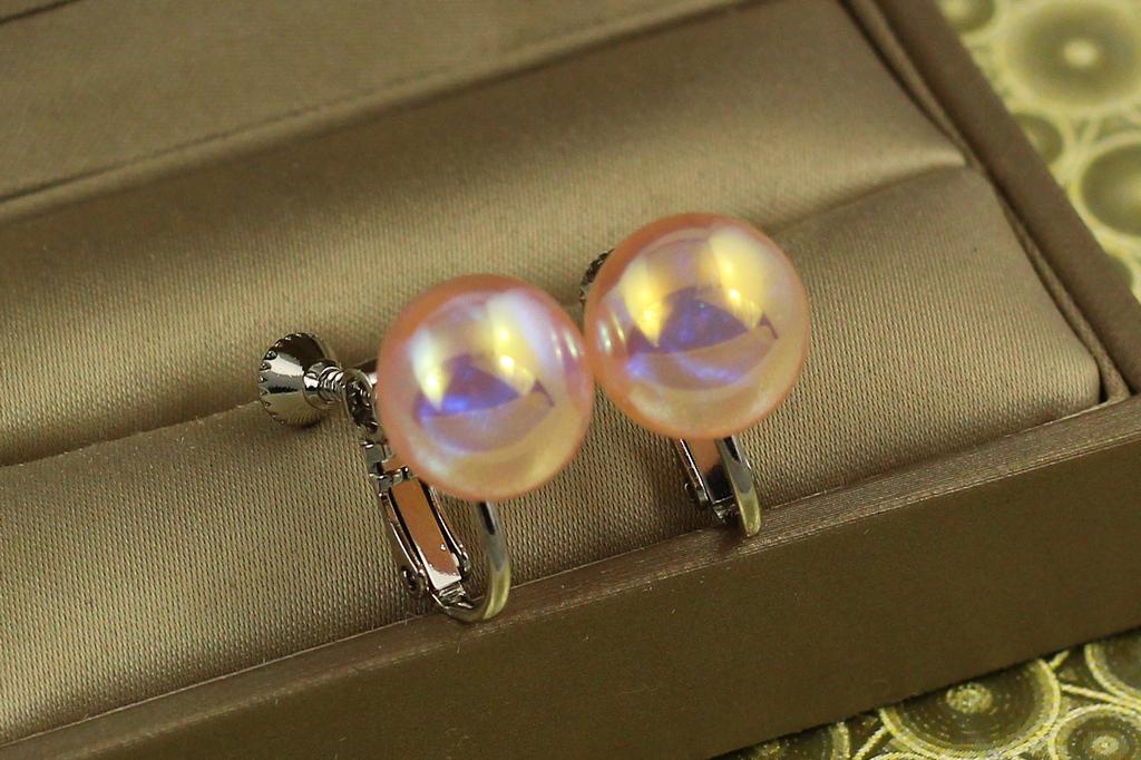 Серьги клипсы Xuping Jewelry шарики розовый перламутр 1,6 см Серебристый (27138624)