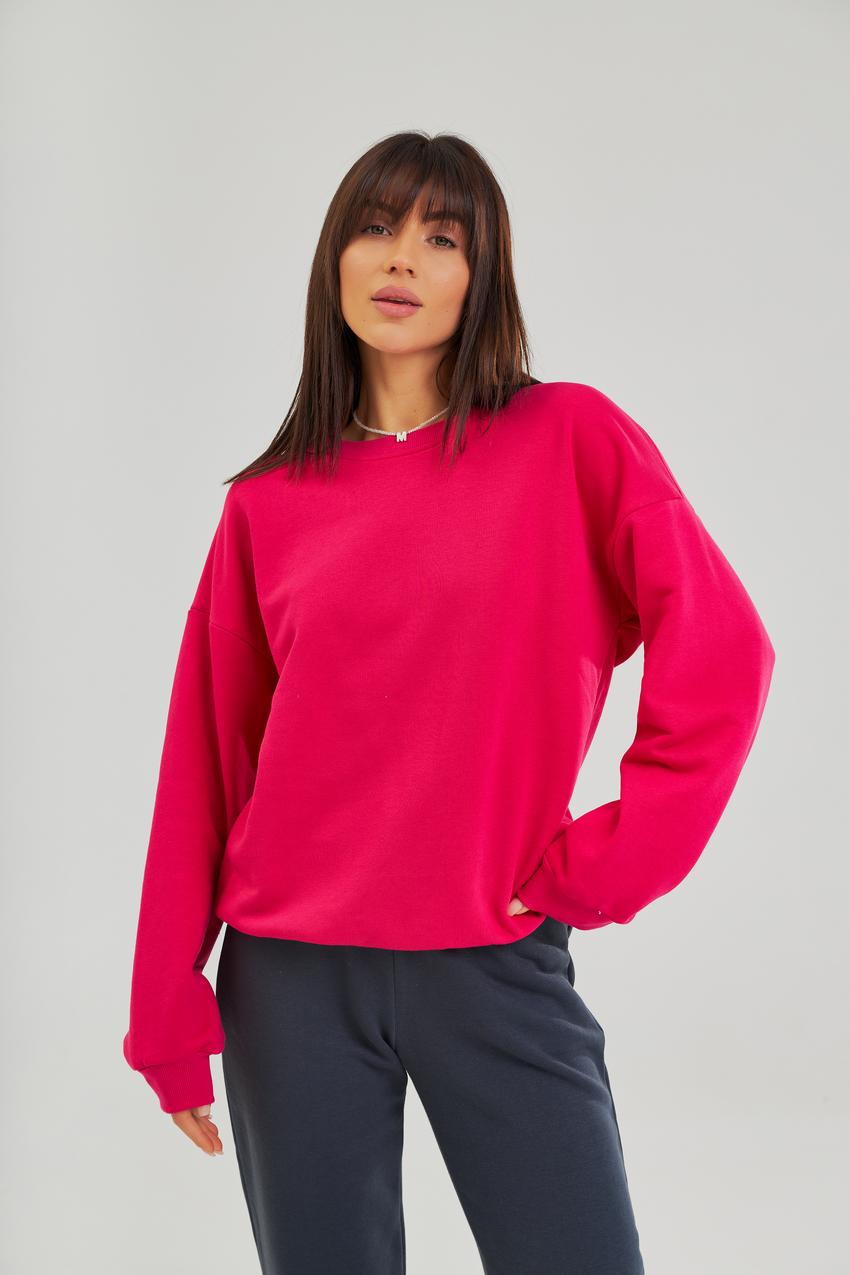 Свитшот женский М126.3 петля с карманами L Малиновый (689-1-62)