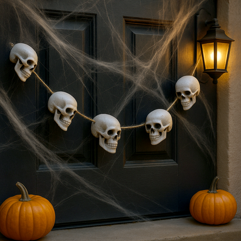 Гирлянда на хэллоуин с черепами 6 шт. 90 см Серый (29516019)