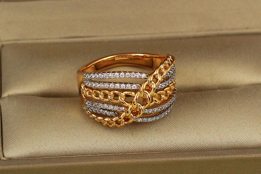 Кольцо Xuping Jewelry Королевская цепь с родием р. 16 Золотистый (31732507)