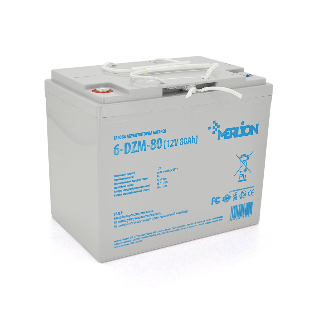 Аккумуляторная батарея AGM Merlion 6 dzm 80 12v 80ah 265x168x215 мм (YUT_V8197) - фото 1