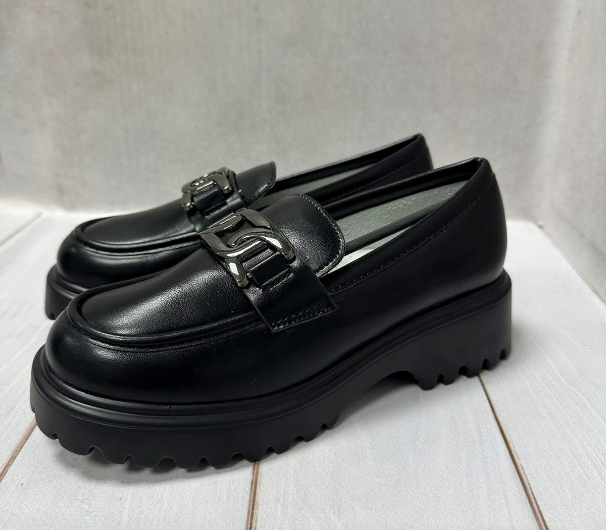 Туфли лоферы детские на платформе Paliament для девочки р. 35 Черный (11641137) - фото 5