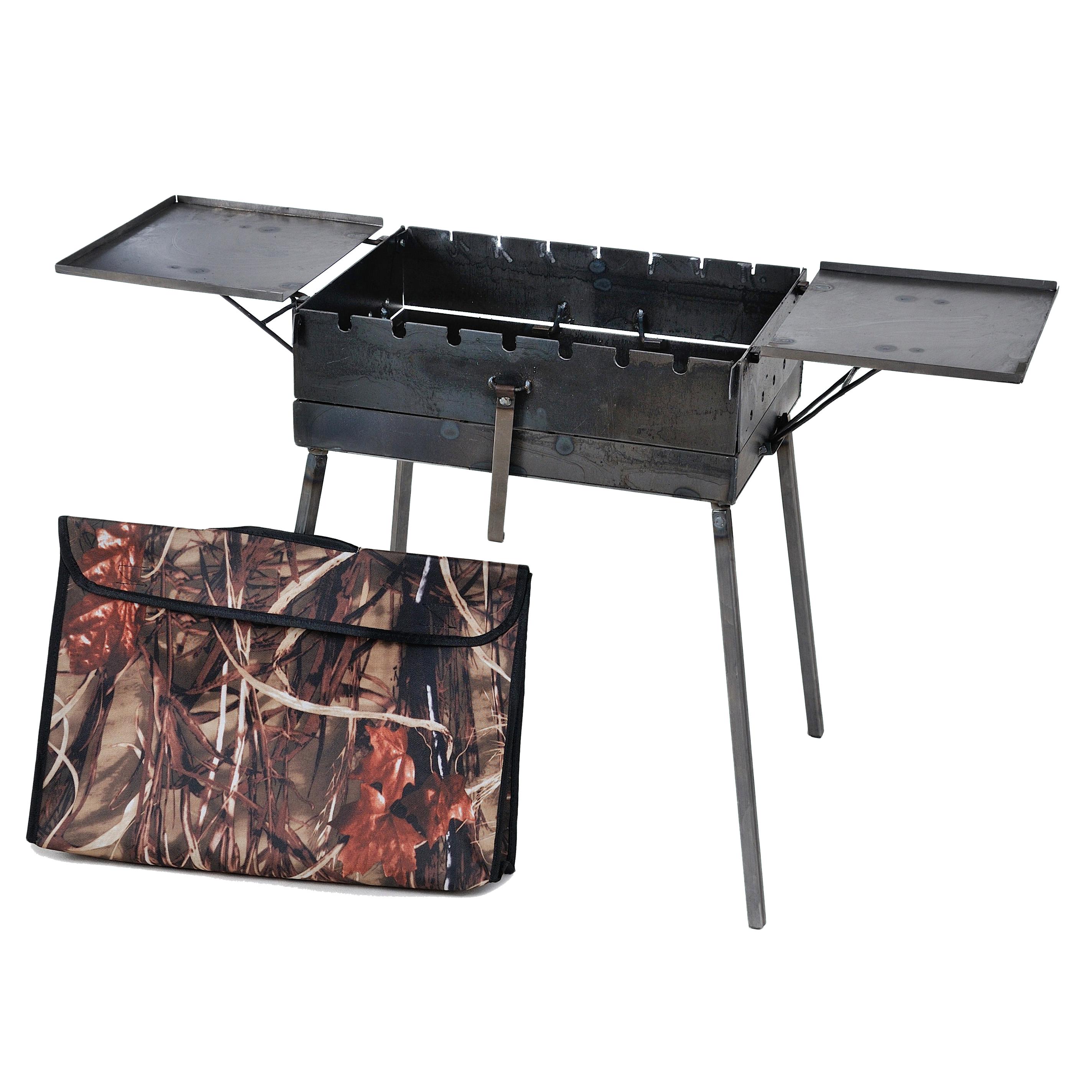 Мангал-валіза 3 мм на 7 шампурів зі столиками 550х300х150 мм з чохлом