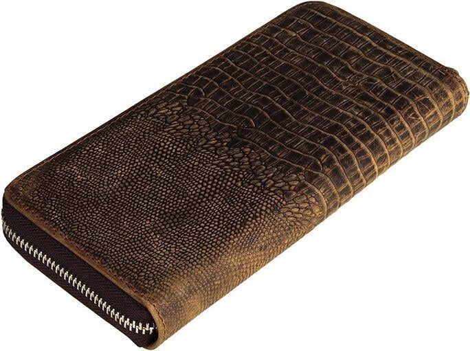 Клатч мужской кожаный кожа под крокодила Vintage 14462 коричневый (168-136-14462)
