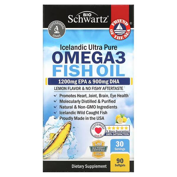 Рыбий жир BioSchwartz из омега-3 ЭПК ДГК со вкусом лимона 900 мг 1200 мг 90 капсул