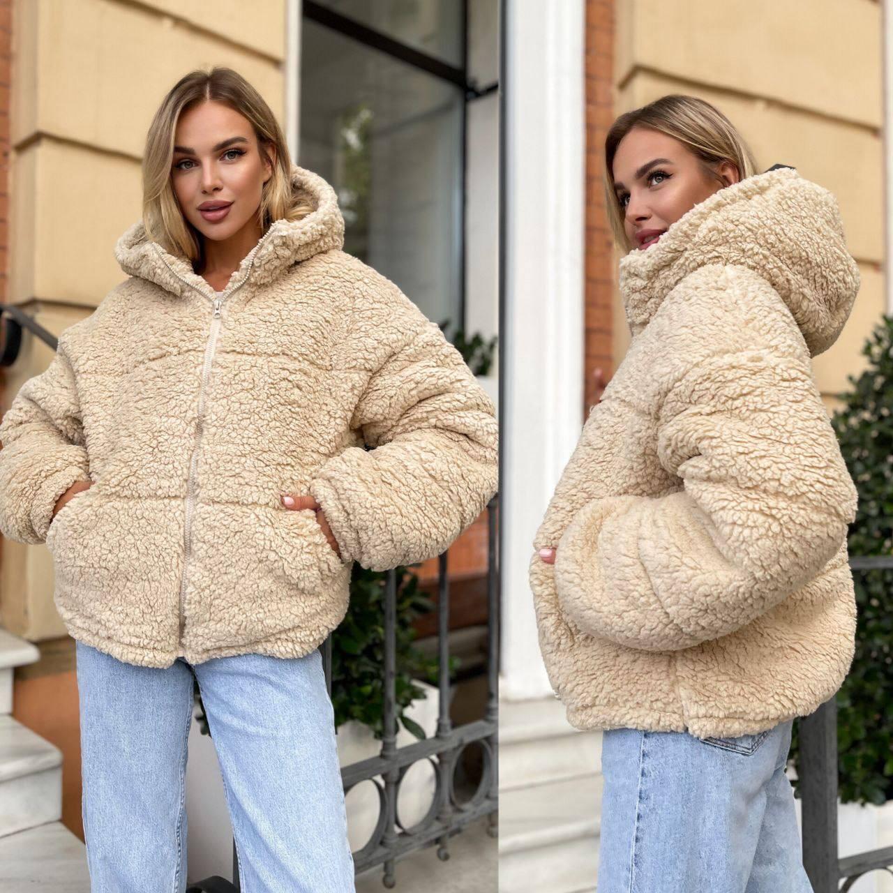 Куртка женская демисезонная Меховая Тедди XL-3XL Бежевый (OV-7144BE-XL-3XL) - фото 3 Куртка женская демисезонная Меховая Тедди XL-3XL Бежевый (OV-7144BE-XL-3XL) - фото 3