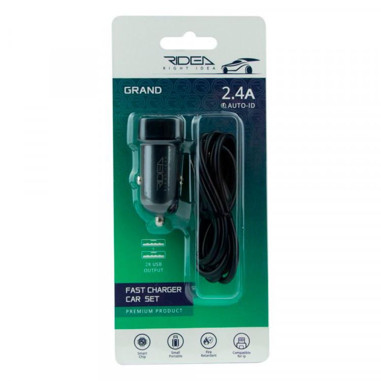 Зарядное устройство автомобильное Ridea RCC-21312 2USB/2,4A Lightning Black
