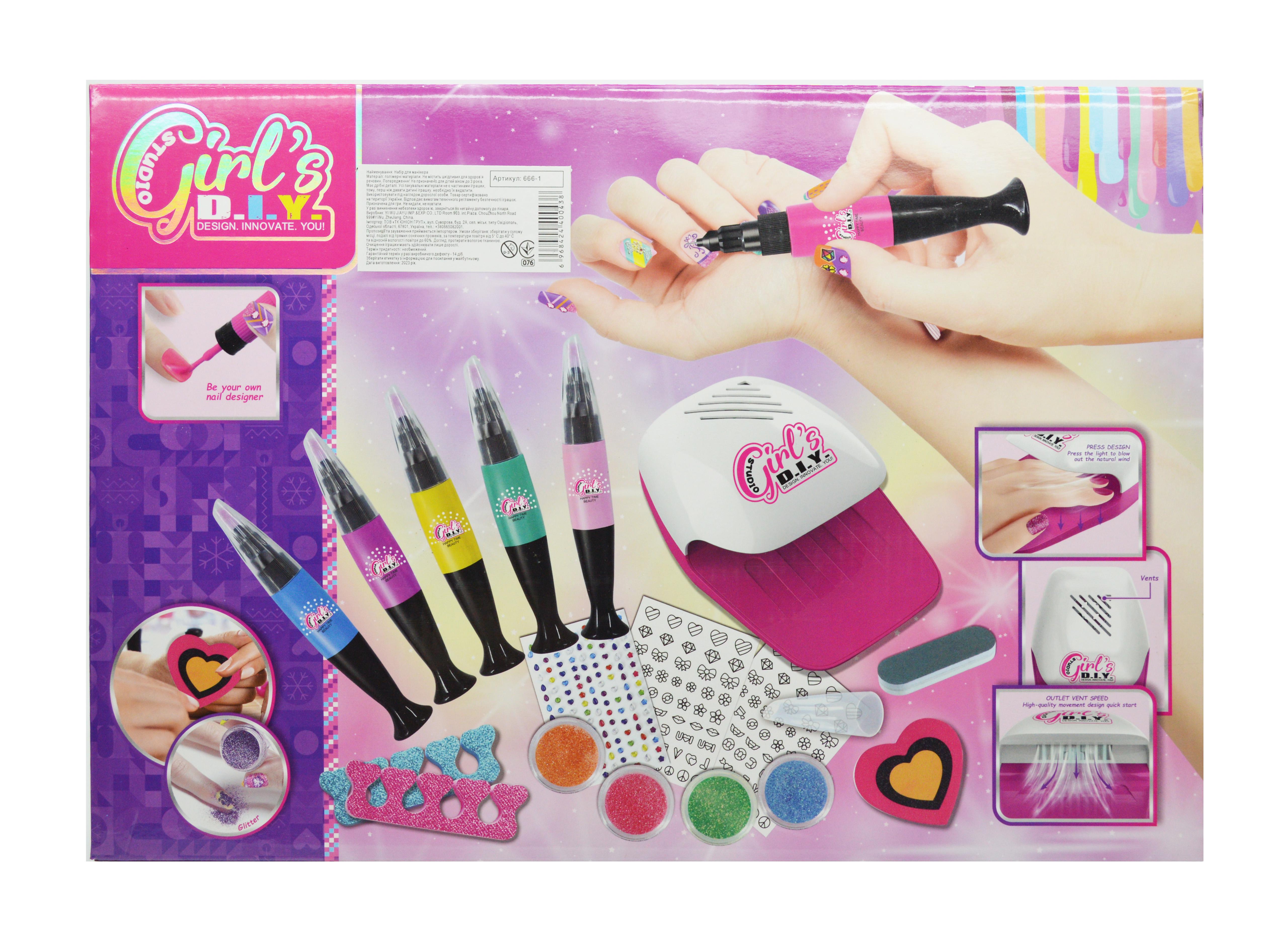 Маникюрный набор детский 666-1 сушилка для ногтей 6 цветов лаков 4 глиттера разделители для пальцев - фото 2 Маникюрный набор детский 666-1 сушилка для ногтей 6 цветов лаков 4 глиттера разделители для пальцев - фото 2