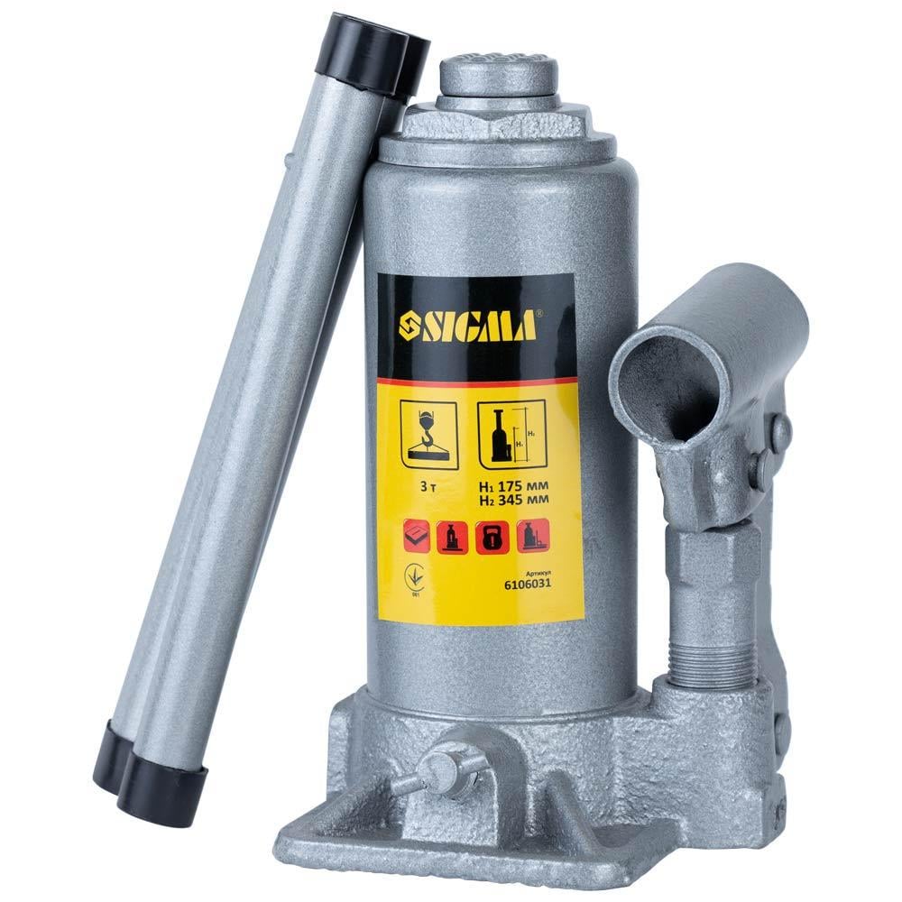 Домкрат Sigma бутылочный гидравлический 3 т H 175-345 мм Standard (6106031)