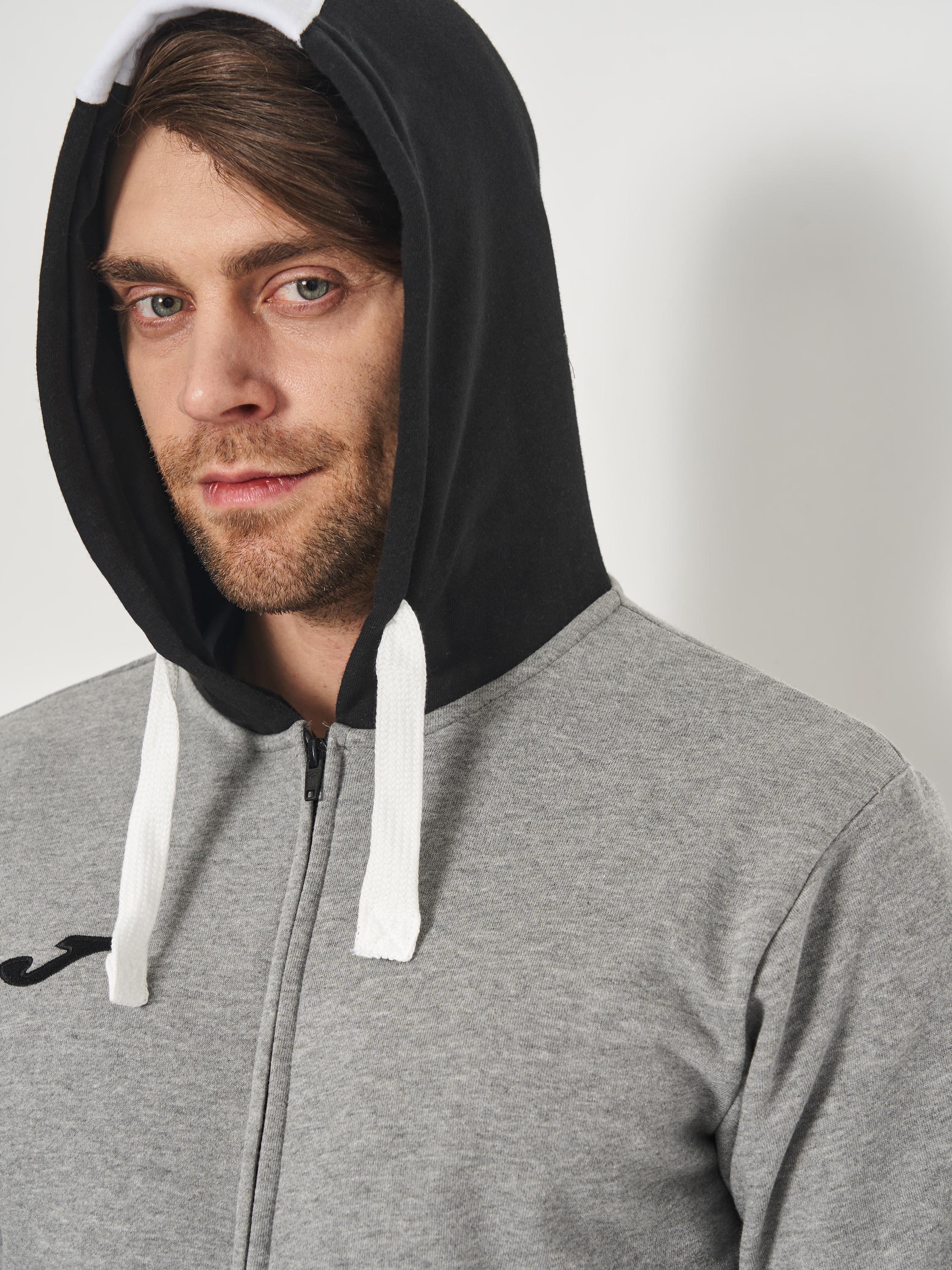 Олімпійка Joma 101963.281 Confort Ii Zip-Up Hoodie M Melange Grey/Black (8424309571900) - фото 4