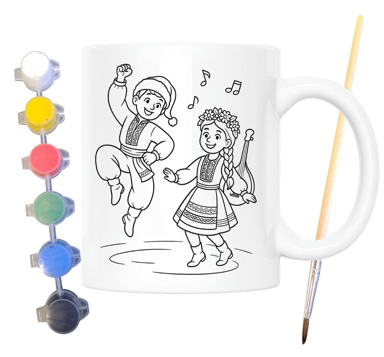 Набор для творчества кружка раскраска Украинские народные танцы 330 мл Белый (КР0121)