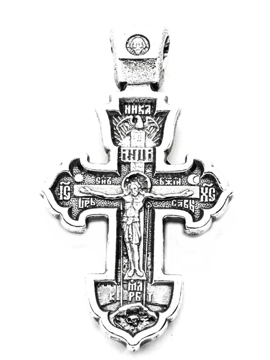 Хрестик срібний Розп'яття Христове Святий Преподобний Сергій Радонезький