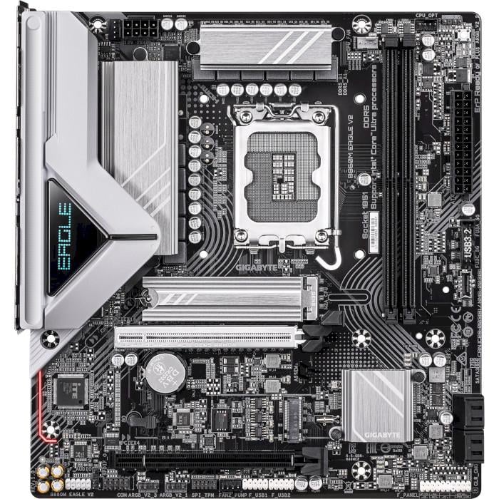 Материнська плата GIGABYTE B860M Eagle V2 Micro-ATX sLGA1851 Intel B860 2xDDR5 2xM.2 4xSATA DP HDMI 2.5 GbE Black (31330168)