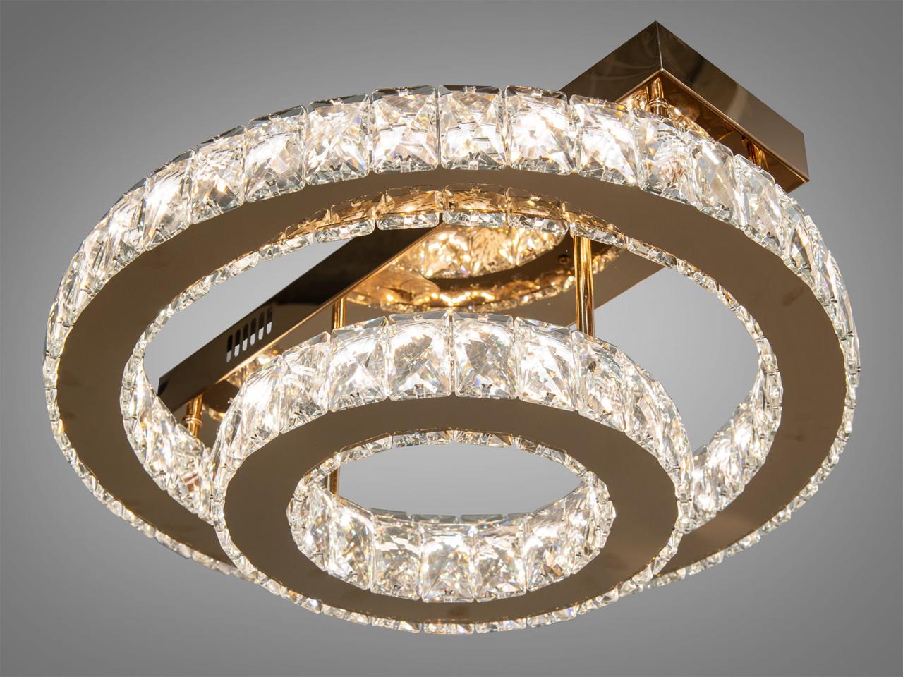 Люстра хрустальная 7708-2DG-LS LED для зала 40W на 6 м2 Золотой (2266445603)