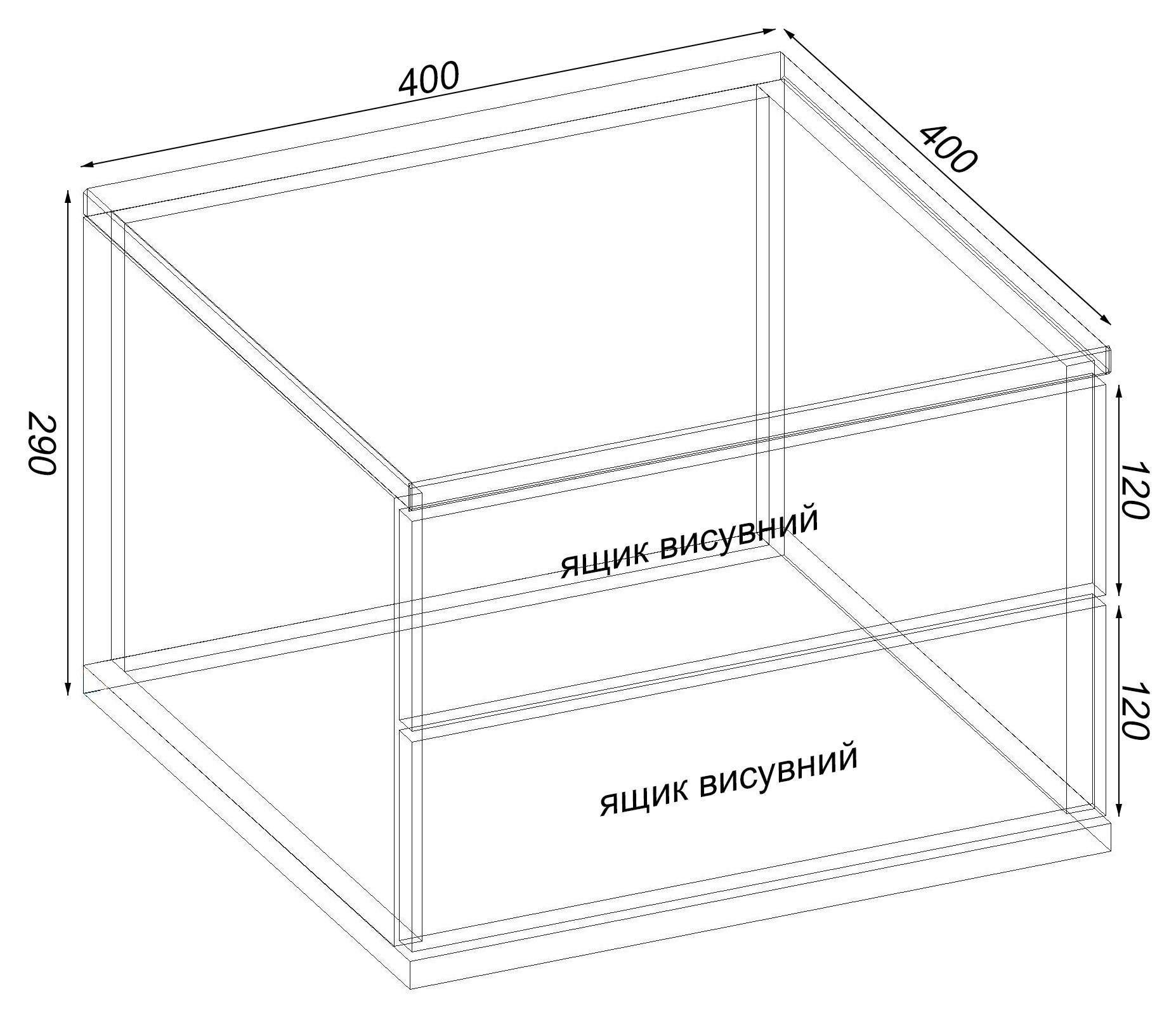 Тумба приліжкова підвісна Кристал 400х400х290 мм Антрацитовий (12221) - фото 3