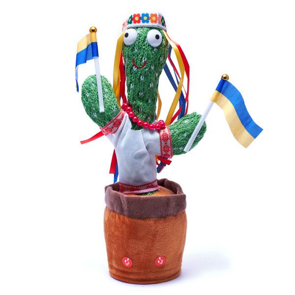 Интерактивная игрушка повторюшка Dancing Cactus Украинка Стефания с подсветкой 32 см