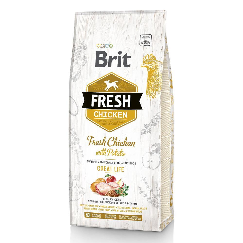 Сухой корм для взрослых собак Brit Fresh со свежей курицей и картофелем 12 кг (2263385259)