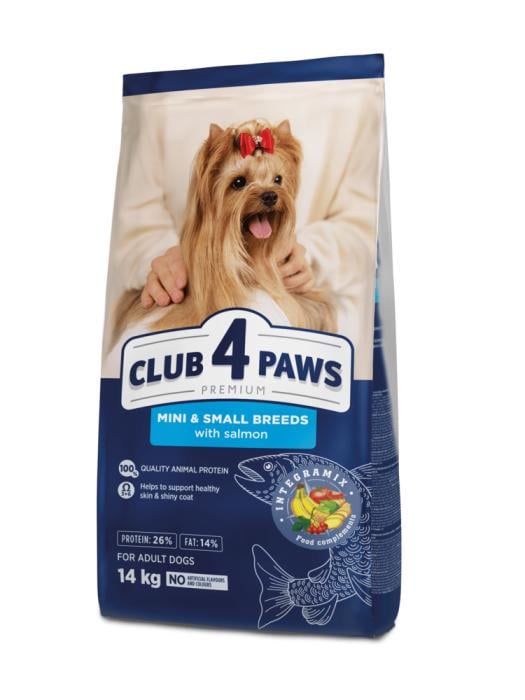 Корм сухий для для дорослих собак малих порід Club 4 Paws з лососем 14 кг