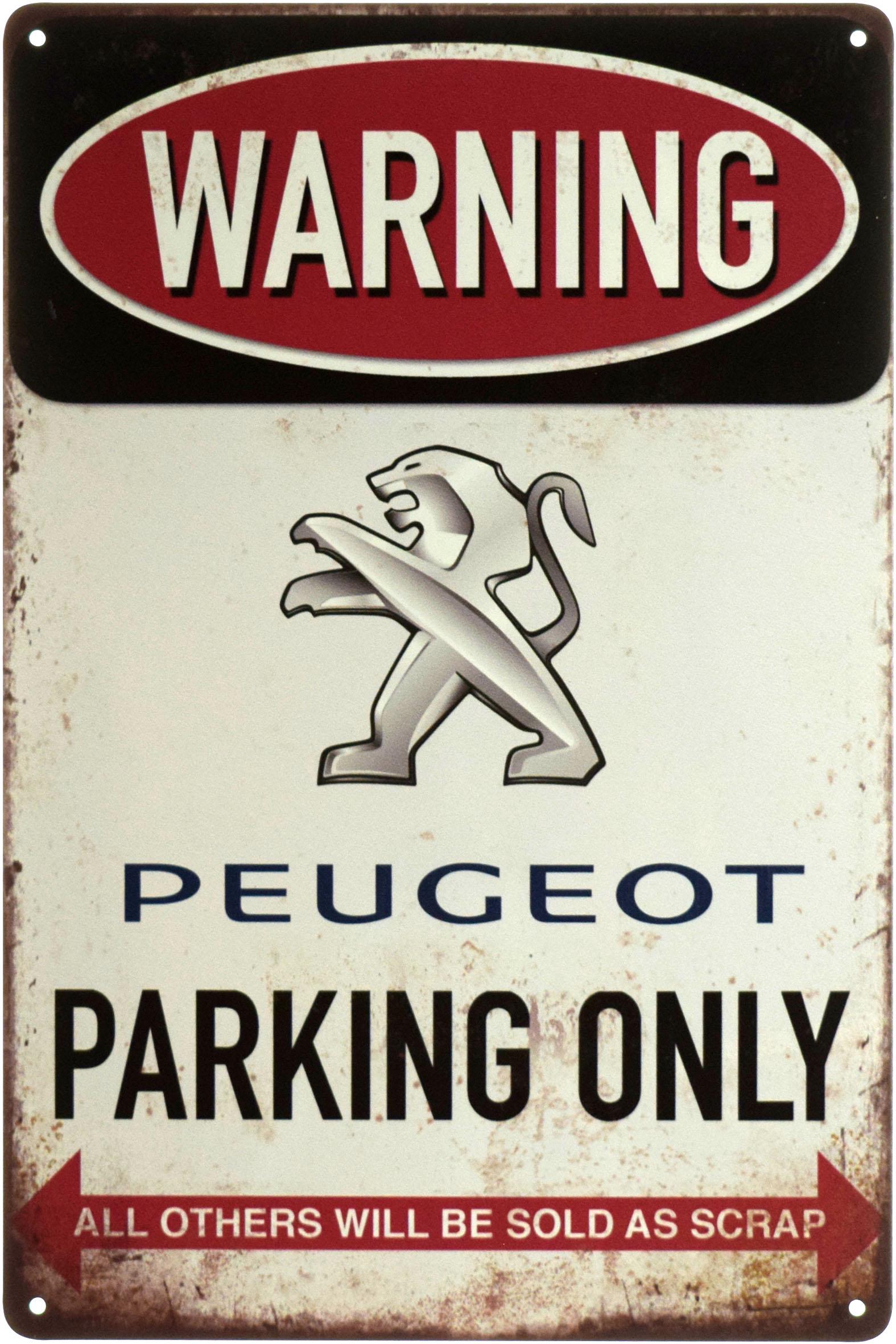 Табличка металева Увага Парковка Тільки Для Пежо/Warning Peugeot Parking Only 20x30 см