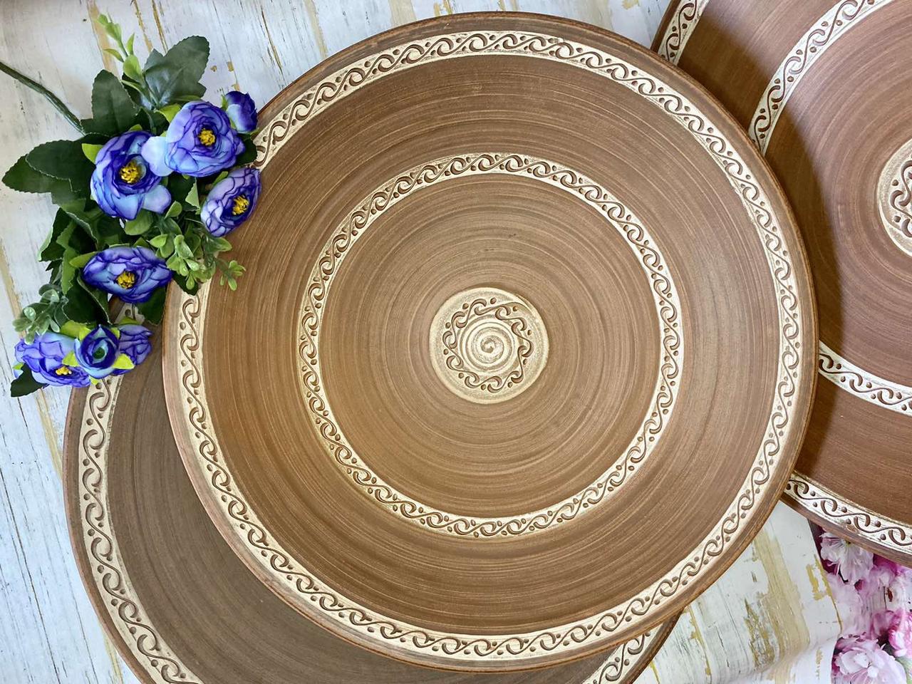 Блюдо большое Этно ангоб из красной глины 420 мм (1433003741)