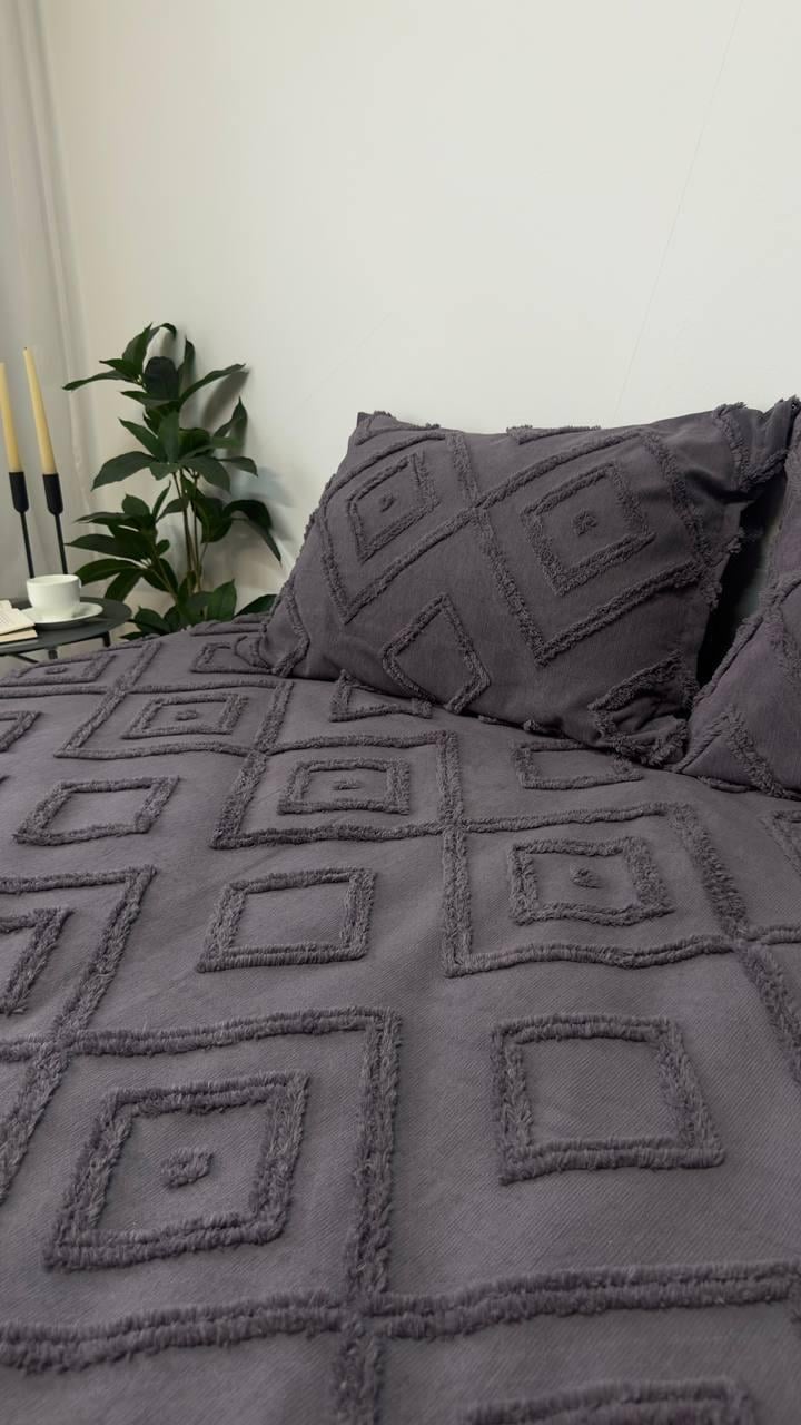 Покрывало Скандинавский большой ромб 220х240 см Графит - фото 3 Покрывало Скандинавский большой ромб 220х240 см Графит - фото 3