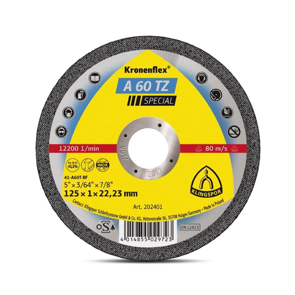 Отрезной диск Klingspor Kronenflex А 60TZ Special прямой по металлу 125х1х22,23 мм (20973)