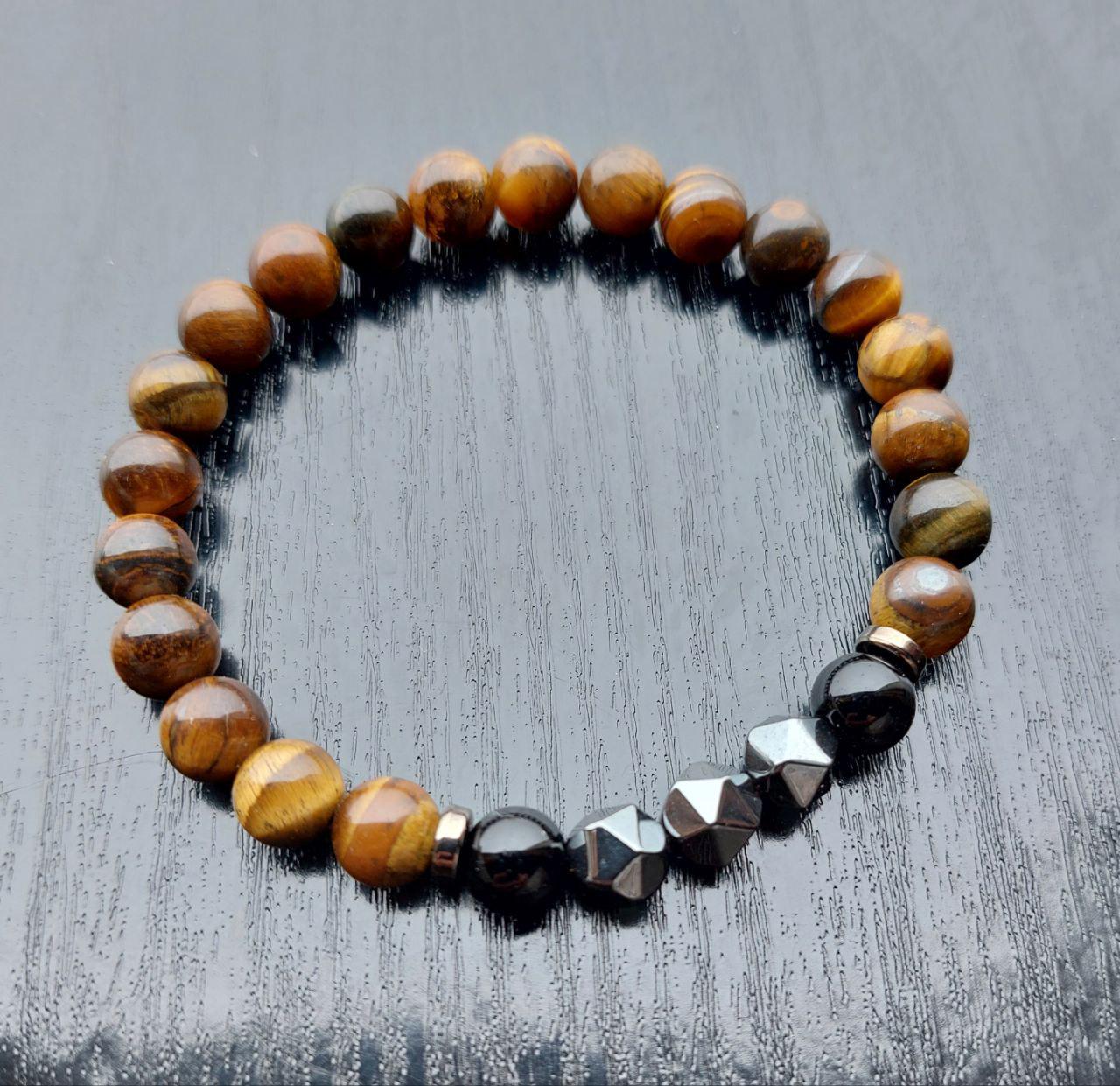 Браслет LITAURS из натурального камня тигровый глаз/гематит/агат L 18-21 см (250214-1) - фото 4 Браслет LITAURS из натурального камня тигровый глаз/гематит/агат L 18-21 см (250214-1) - фото 4