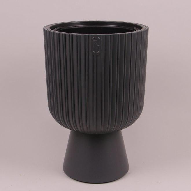 Горшок пластмассовый с вкладом Flora Keli Mika 29 см 84171 Антрацитовый (DR015285)