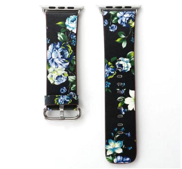 Кожаный ремешок Primo Blue Flower для Apple Watch 38 мм/40 мм 110 мм (618834247)