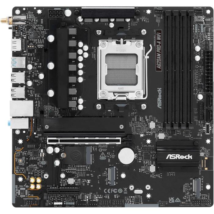 Материнская плата ASRock A620AM Pro-A WiFi Micro-ATX sAM5 AMD A620A 4xDDR5 3xM.2 2xSATA HDMI 2.5GbE Black (31330696)