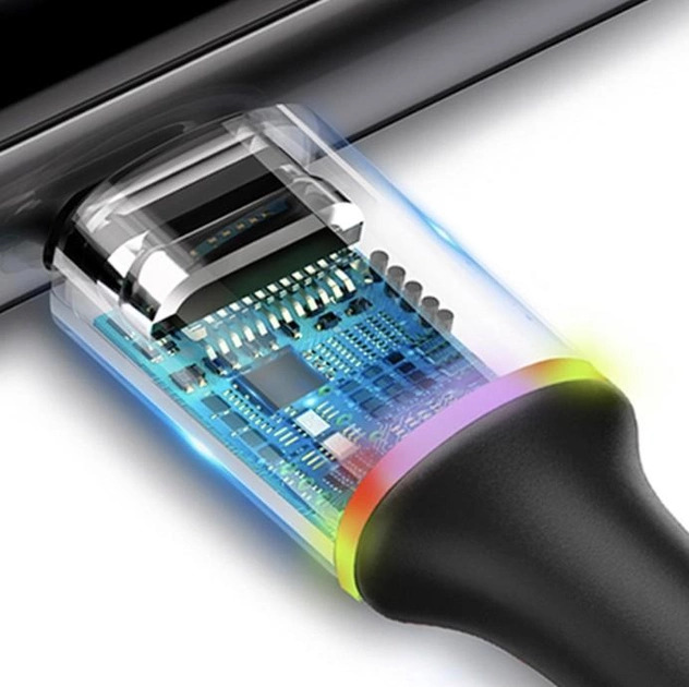 Кабель быстрой зарядки Baseus с RGB подсветкой USB - Type-C 0,5 м 2 А 480 мбит/c Black (1896648050) - фото 4