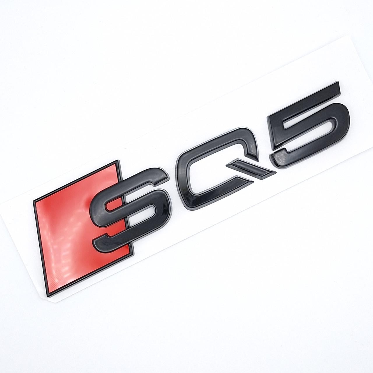 Эмблема надпись SQ5 Audi на багажник ABS 14,5х3,8 см Черный глянцевый (2073815295)