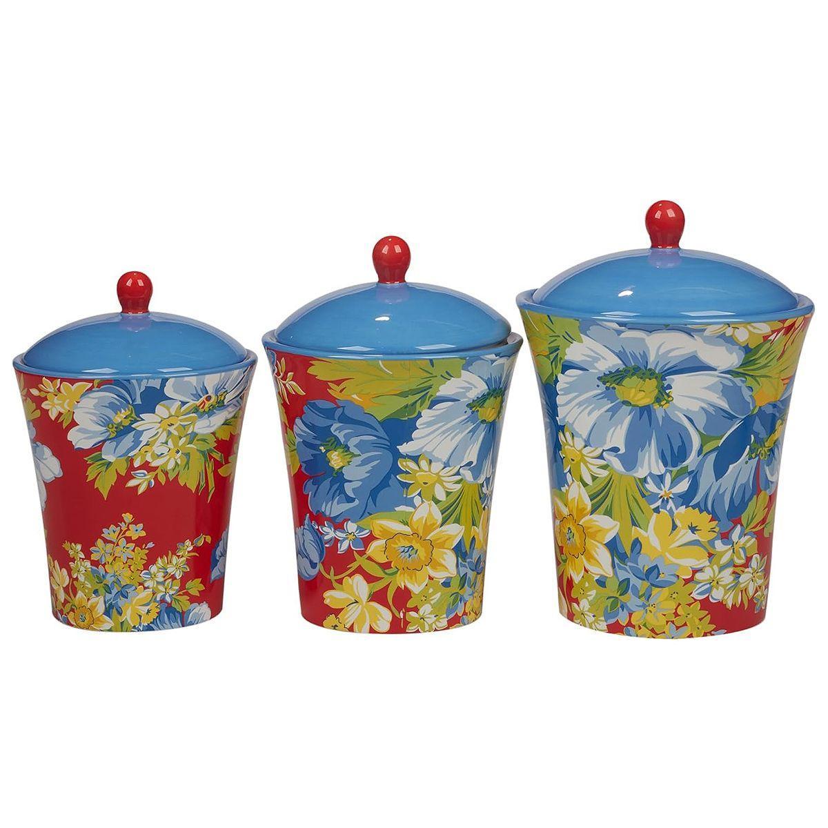 Набор емкостей для хранения Certified International Феерия Цветов керамических 3 шт. Разноцветный (31409)
